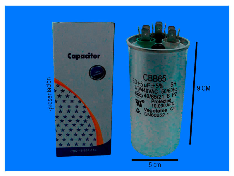 XREF024 CAPACITOR TRABAJO DUAL 30+5 MFD 370 VAC