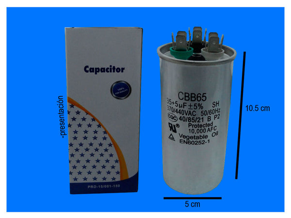 XREF383 CAPACITOR TRABAJO DUAL 35+5 MFD 370 VAC