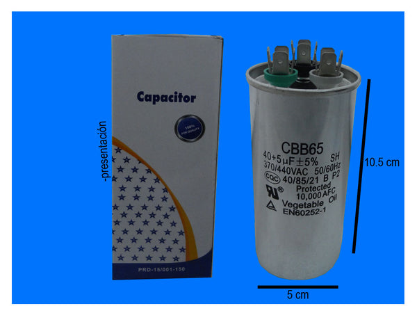 XREF384 CAPACITOR TRABAJO DUAL 40+5 MFD 370 VAC